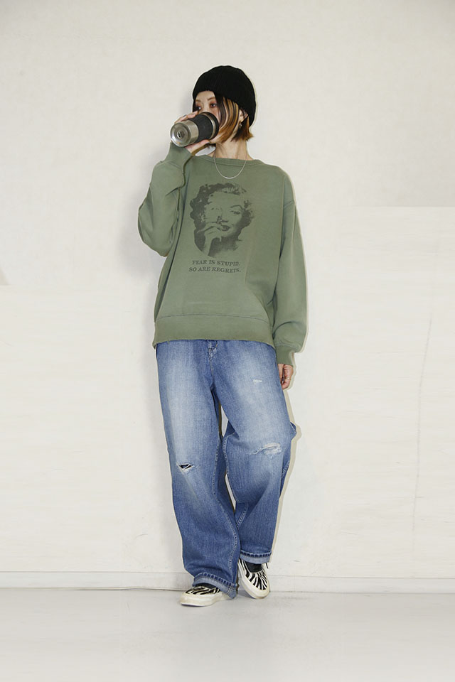 KHA:KI（カーキ） DAMAGE SWEAT SHIRT My MUSE　MIL25FCS3470