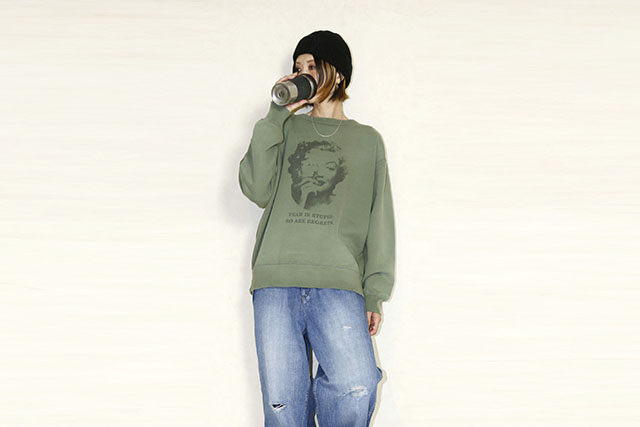KHA:KI（カーキ） DAMAGE SWEAT SHIRT My MUSE　MIL25FCS3470