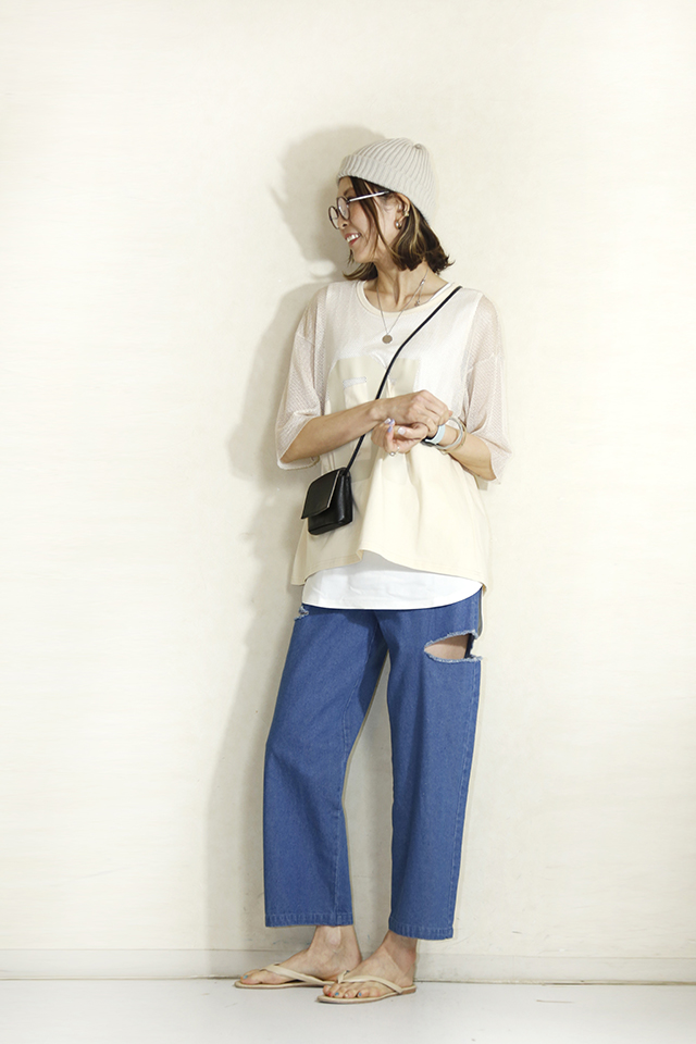 MARGAUX  (マルゴー) 　glitter mesh logo PO  MGCT-23054-S-beige