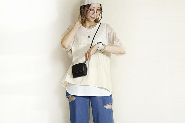 MARGAUX  (マルゴー) 　glitter mesh logo PO  MGCT-23054-S-beige