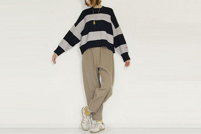 trois （トロア）　グラシエウォームバレルパンツ T256-87062-B