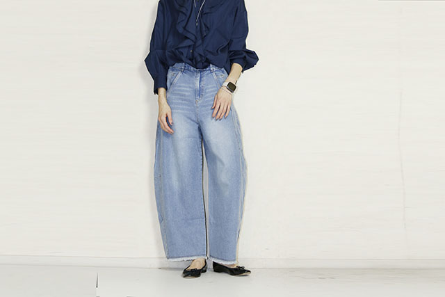 trois （トロア）　 8.5OZ デニムバレルパンツ　T261-87019-A