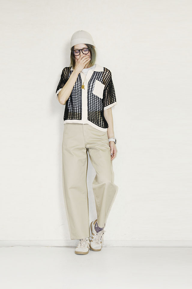 HCAE  COLOR TRIM MESH KNIT CARDIGAN E26S0012