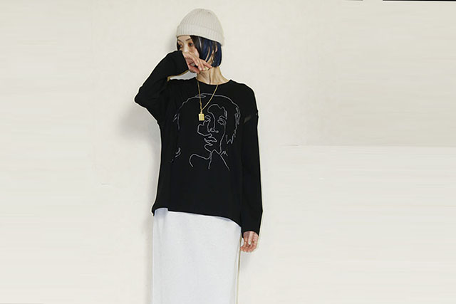 STOF（ストフ）  ONE LOVE EMBROI LS SAMUE TSHIRT 　SF26SS-25Ablack