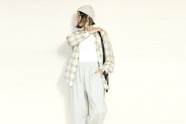 KHA:KI（カーキ） SHEER CHECK OVER SHIRTS　MIL26HBL3157