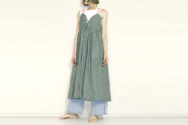 HCAE  CHECK STRAP CAMISOLE DRESS　E26S0032