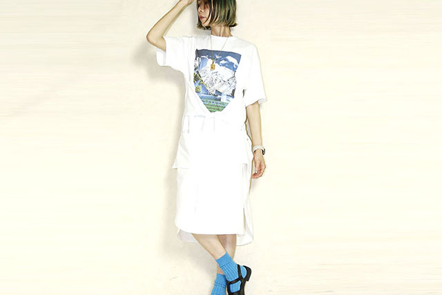 OKIRAKU　（オキラク）　shirt connected　onepiece　BF20503white