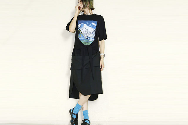 OKIRAKU　（オキラク）　shirt connected　onepiece　BF20503black