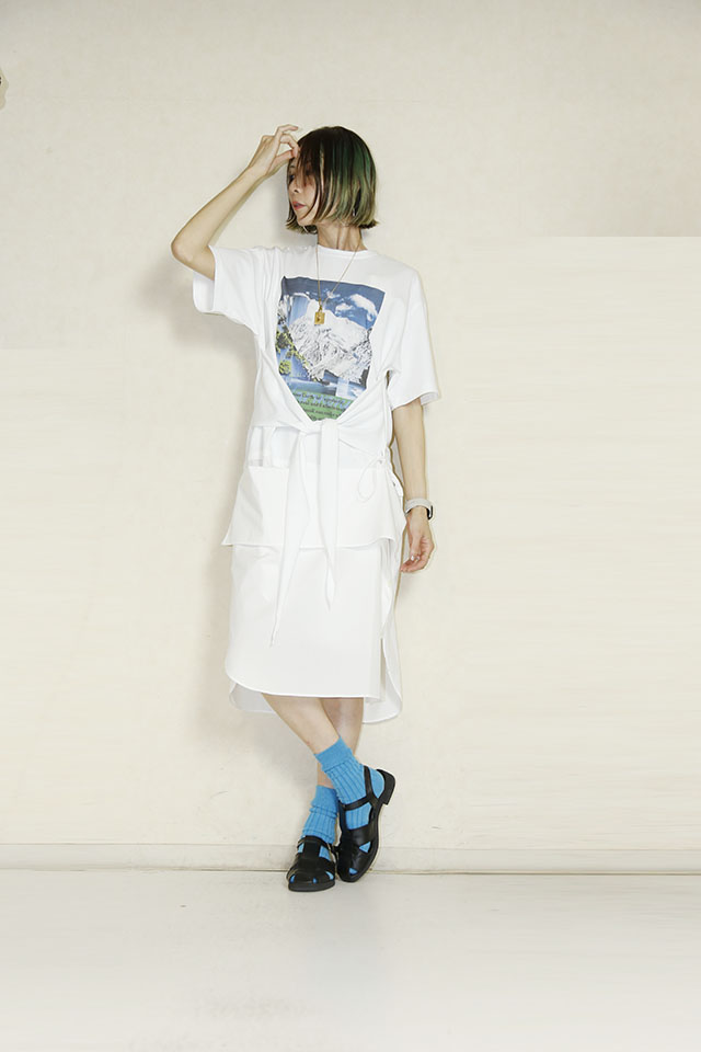 OKIRAKU　（オキラク）　shirt connected　onepiece　BF20503white