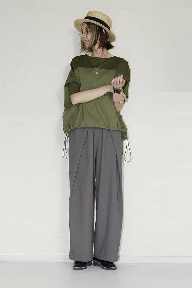 Praia　(プライア) 　フラップドルマン半袖Tee　LEZ-2482khaki