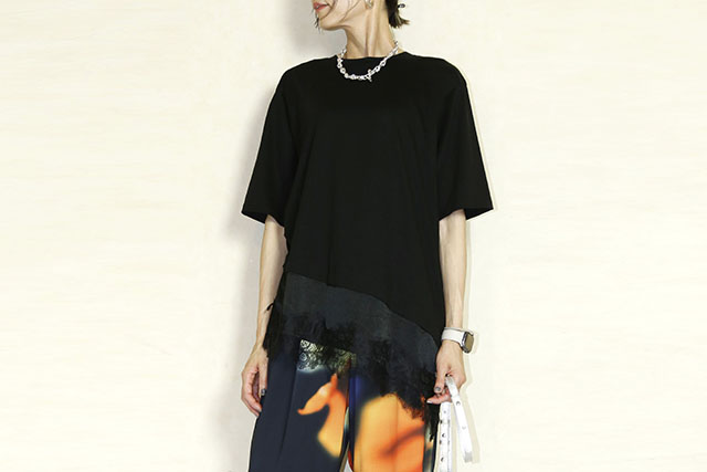 CYNICAL　(シニカル)  　裾レースTシャツ　652-95042-88