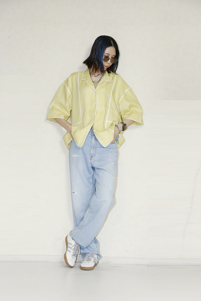 OKIRAKU　（オキラク）pico lace linen shirt　BE20305