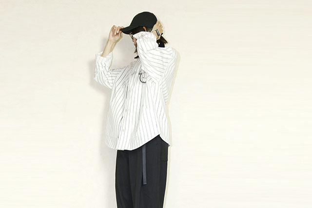 OKIRAKU　（オキラク）　stripe over　shirt 　BF40301white
