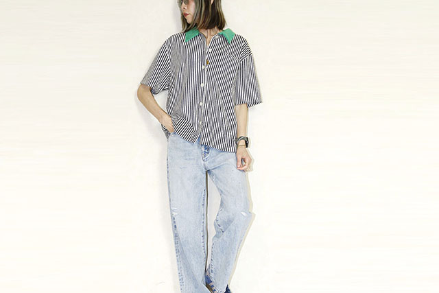HCAE　　STRIPE PATTERN PILE SHIRT　E25S0035