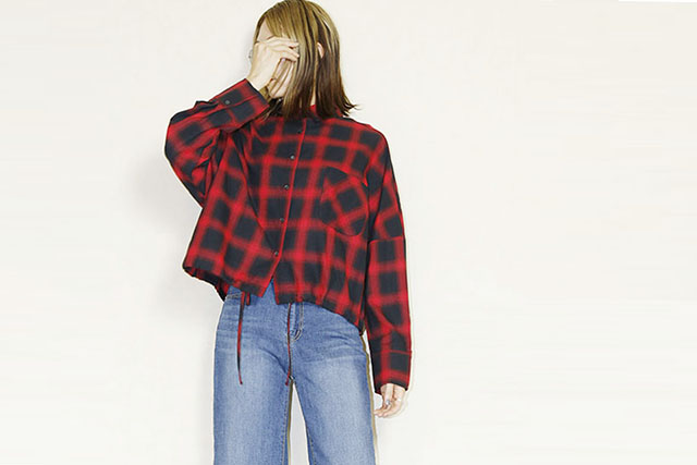 SUGAR ROSE 　チェック柄ドロストデザインシャツ　259501-40