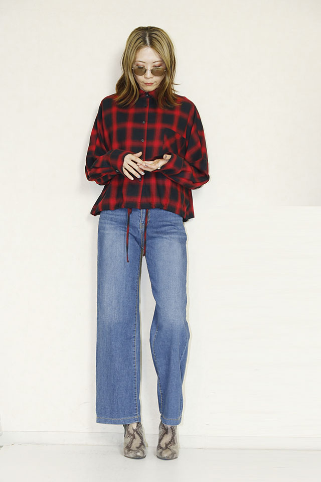 SUGAR ROSE 　チェック柄ドロストデザインシャツ　259501-40