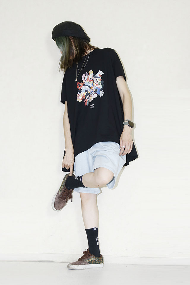 bedsidedrama  CHAOS HEAD Flare T-Shirt   　BSD25AW-21Bblack